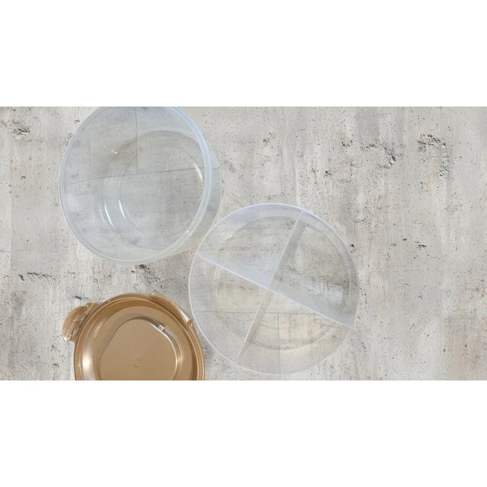 Lock & Lock Round Divided Food Storage Container Handle Lid BPA Free Organizer